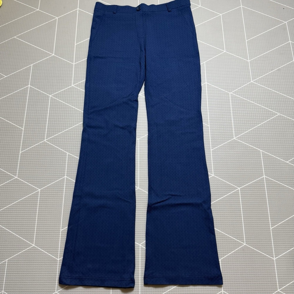 Betabrand 2-Pocket Dress Pant Yoga Pant Large Long / Tall Blue Basketweave